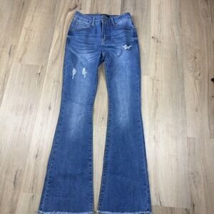 Fire‎ & Rain Flare Jeans Women’s Size 3 High Rise Distressed Raw Hem NWOT